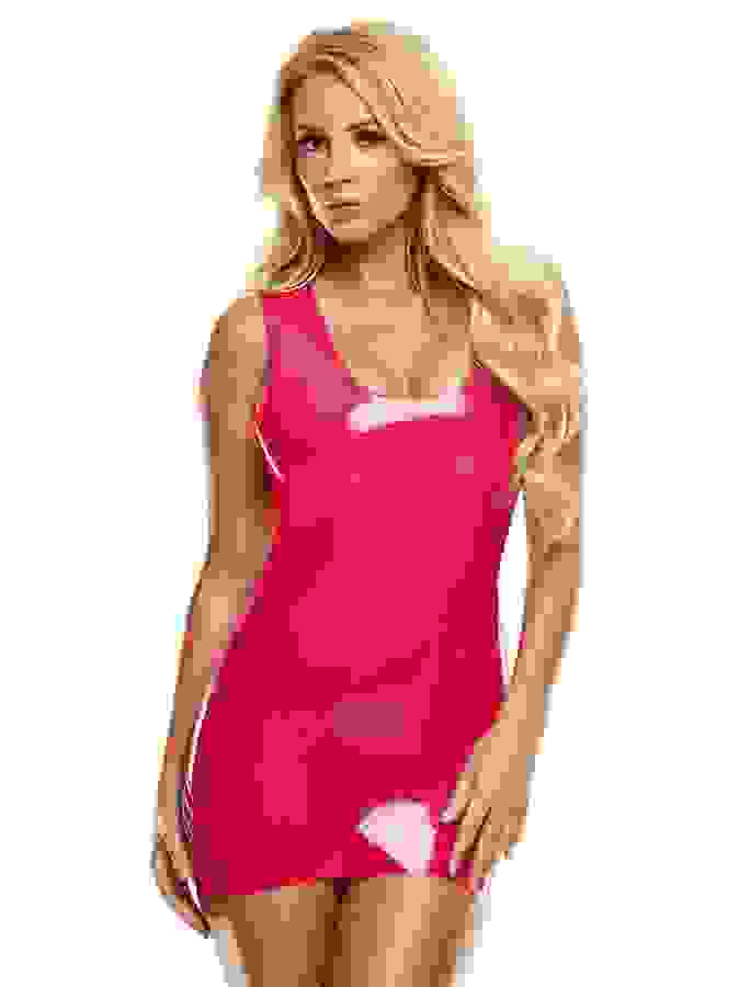 Premium Latex Pink Mini Dress, Pink, hi-res